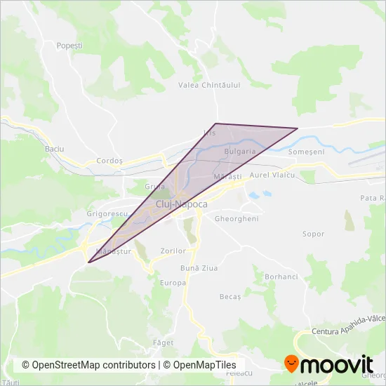 CTP Cluj (Tram) coverage area map
