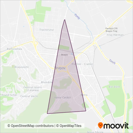 RAT Brașov (Cable Car) coverage area map