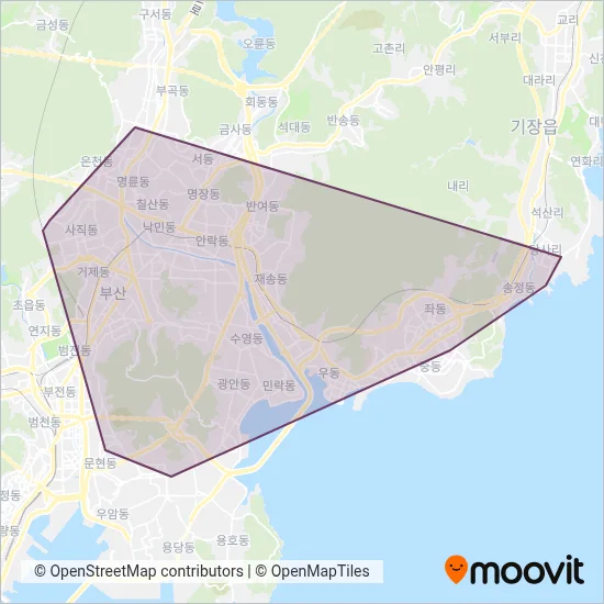 일반버스 운행 지역 지도