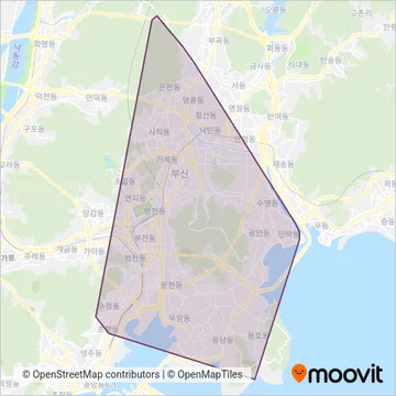 좌석버스(산성) 운행 지역 지도