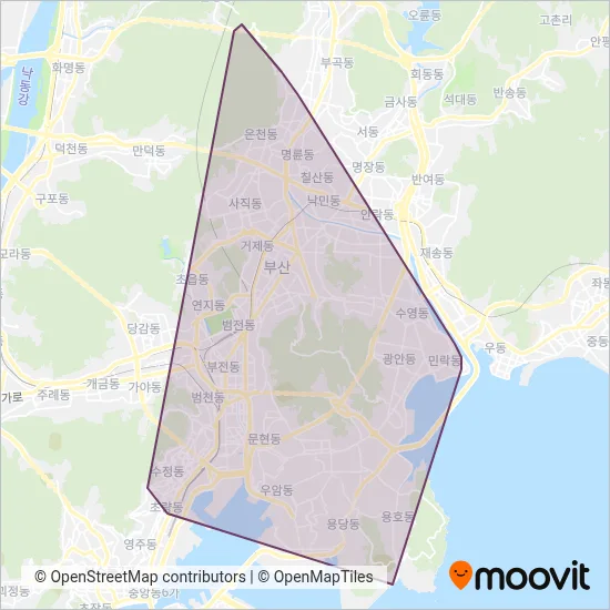 좌석버스(산성) 운행 지역 지도