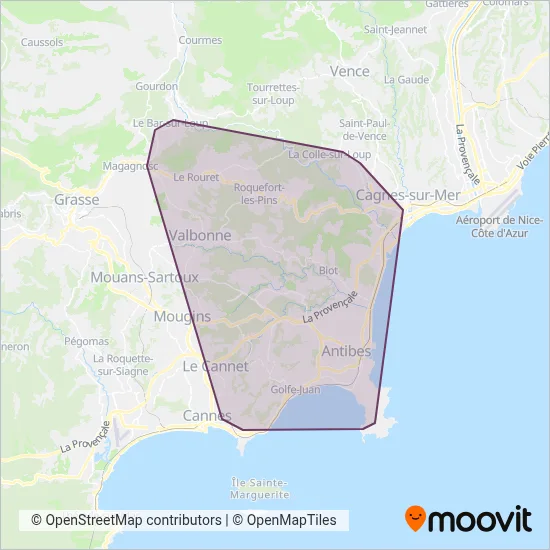 Carte de la zone de couverture de Envibus