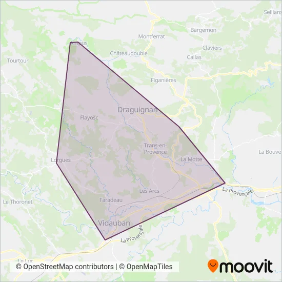 Carte de la zone de couverture de TedBus