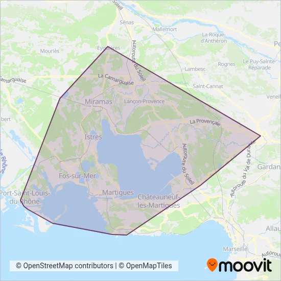 Carte de la zone de couverture de Ouest Étang