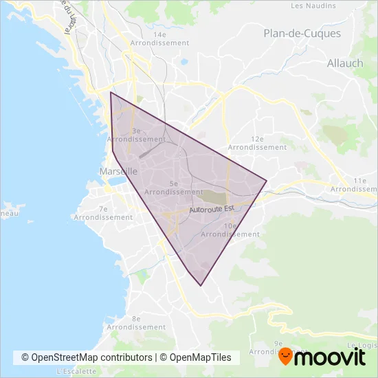 Carte de la zone de couverture de Marseille