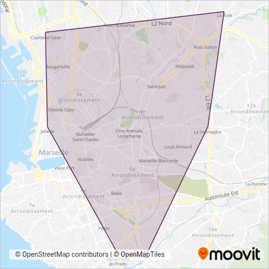 Carte de la zone de couverture de Marseille