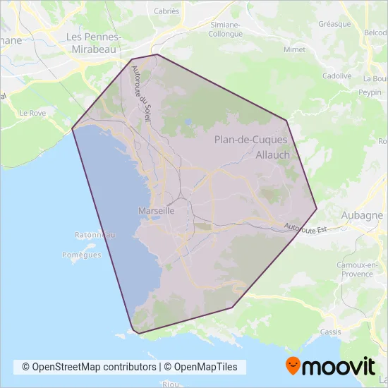 Carte de la zone de couverture de Marseille