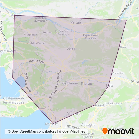 Carte de la zone de couverture de Aix lecar