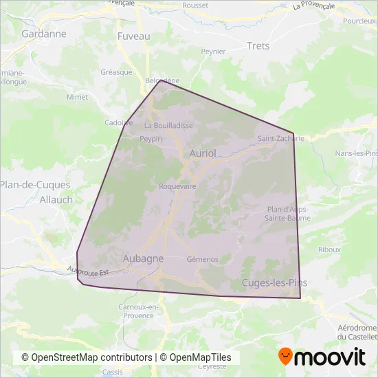 Carte de la zone de couverture de Aubagne