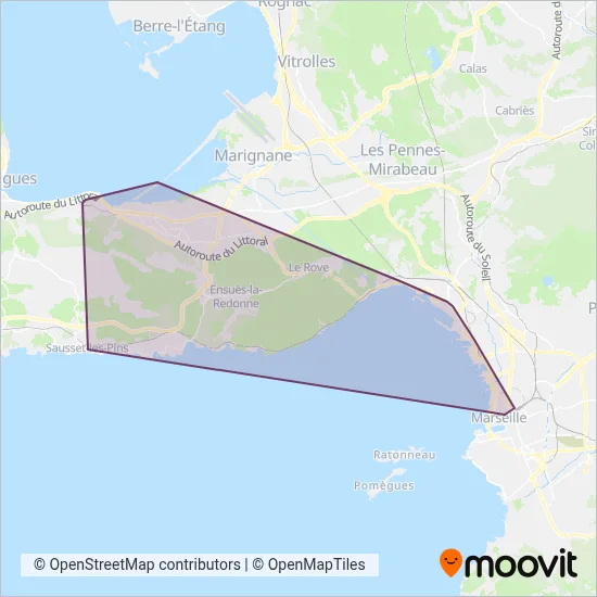 Carte de la zone de couverture de Côte Bleue