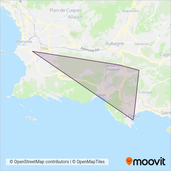 Carte de la zone de couverture de Cassis Carnoux Roquefort