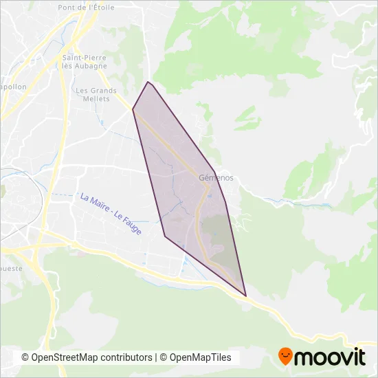 Carte de la zone de couverture de Gémenos