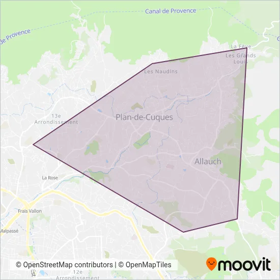 Carte de la zone de couverture de Allauch