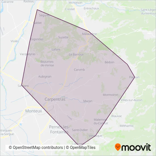 Carte de la zone de couverture de TRANSCOVE