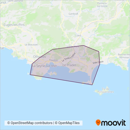 Carte de la zone de couverture de Réseau Mistral