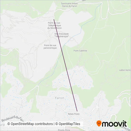 Carte de la zone de couverture de Téléphérique Faron