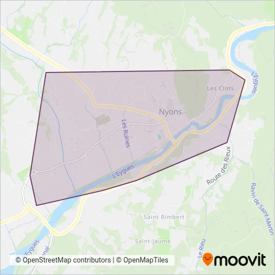 Carte de la zone de couverture de Nyons Bus