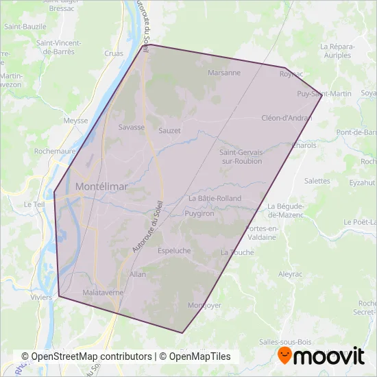 Mapa del área de cobertura de MONTELIBUS