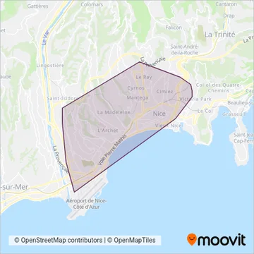 Lignes d'Azur (Tram) coverage area map