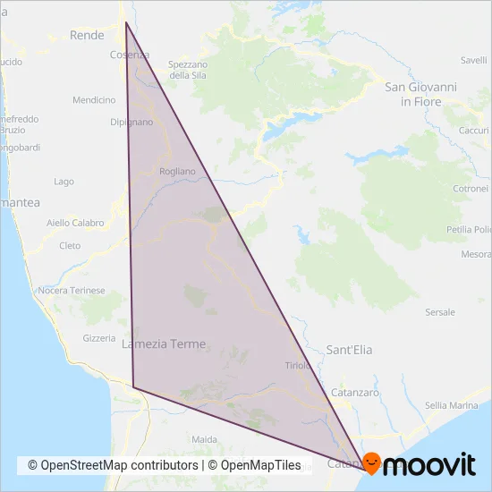 Area coperta dal servizio di Trenitalia (Treno)