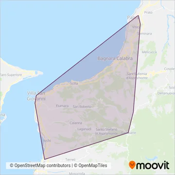 Area coperta dal servizio di Costa Viola Bus S.R.L.