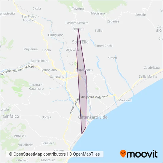 Area coperta dal servizio di Azienda Per La Mobilita' Della Citta' Di Catanzaro A.M.C.