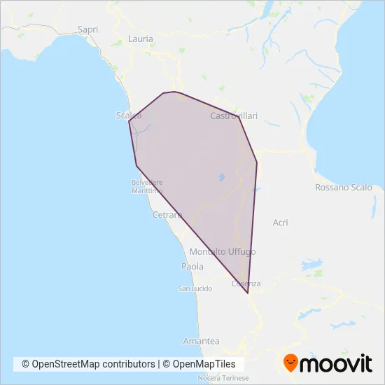 Area coperta dal servizio di T.N.C. - Trasporti Nord Calabria S.R.L.