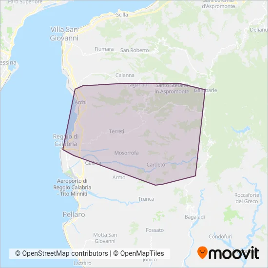 Area coperta dal servizio di A.T.A.M - Azienda Trasporti per l'Area Metropolitana S.p.A.