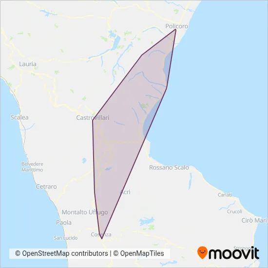 Area coperta dal servizio di Servizi Automobilistici Jonici (S.A.J.) S.R.L.