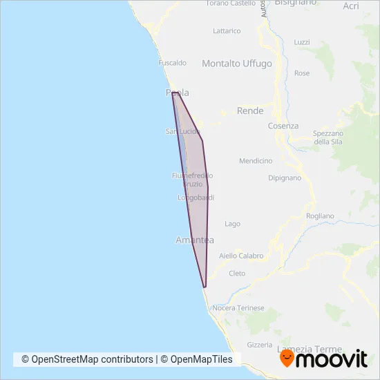 Area coperta dal servizio di Societa' Autolinee Tirreniche