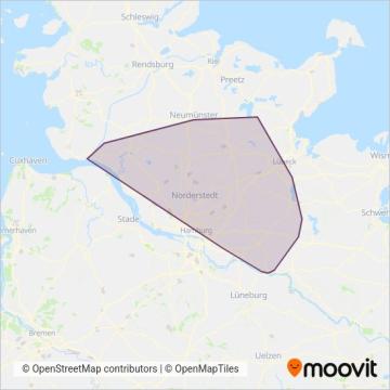 Схема покрытия компании Hamburger Verkehrsverbund (hvv)
