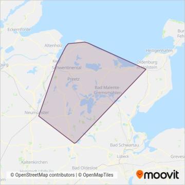 Схема покрытия компании Verkehrsbetriebe Kreis Plön GmbH