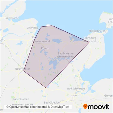 Схема покрытия компании Verkehrsbetriebe Kreis Plön GmbH