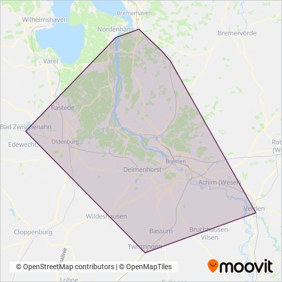 NordWestBahn coverage area map