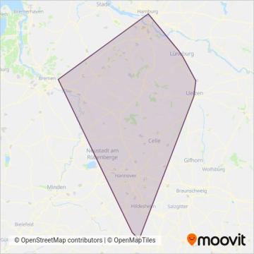 Схема покрытия компании metronom Eisenbahngesellschaft mbH