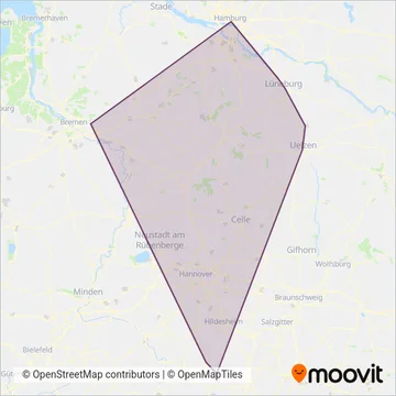 metronom Eisenbahngesellschaft mbH coverage area map