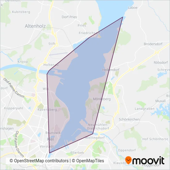 Schlepp- und Fährgesellschaft Kiel mbh (SFK) coverage area map
