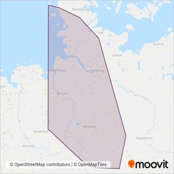 Схема покрытия компании DB Regio AG Nord (Поезд)
