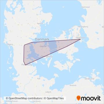 Схема покрытия компании Dänische Staatsbahnen