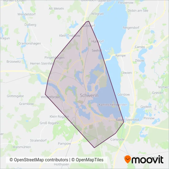 Schwerin Bus coverage area map
