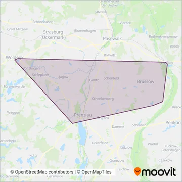 Uckermärkische Verkehrsgesellschaft coverage area map