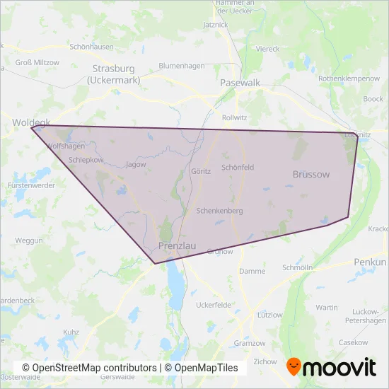 Uckermärkische Verkehrsgesellschaft coverage area map