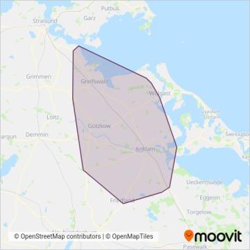 Схема покрытия компании Anklamer Verkehrsgesellschaft