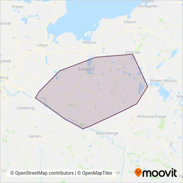 Verkehrsgesellschaft Ludwigslust-Parchim coverage area map