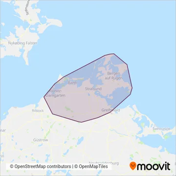 Схема покрытия компании Verkehrsgesellschaft Vorpommern-Rügen