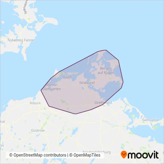Verkehrsgesellschaft Vorpommern-Rügen coverage area map