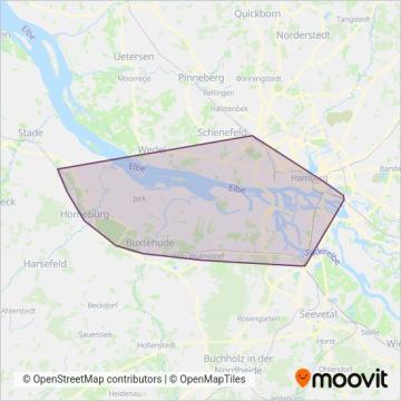 Схема покрытия компании S-Bahn Hamburg (Автобус)