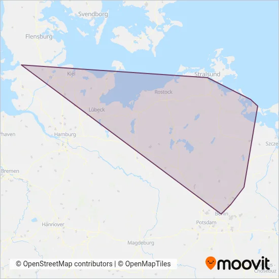 Nahreisezug (Bus) coverage area map