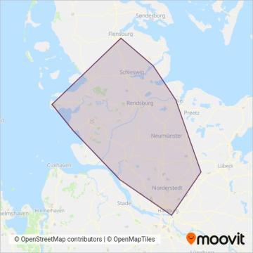 Схема покрытия компании Nordbahn Eisenbahngesellschaft (Поезд)