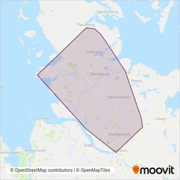 Схема покрытия компании Nordbahn Eisenbahngesellschaft (Автобус)
